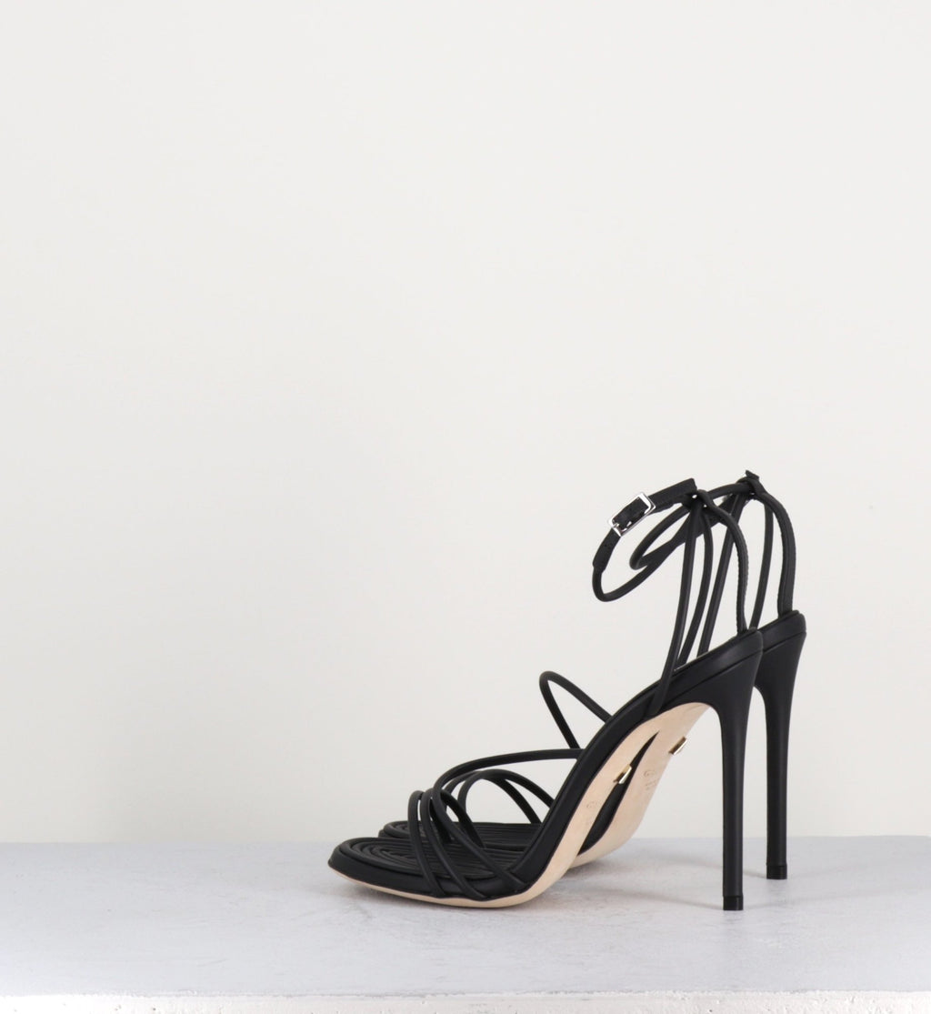 Sandales à talon aiguille en cuir noir Greymer - 718.110 ROPE