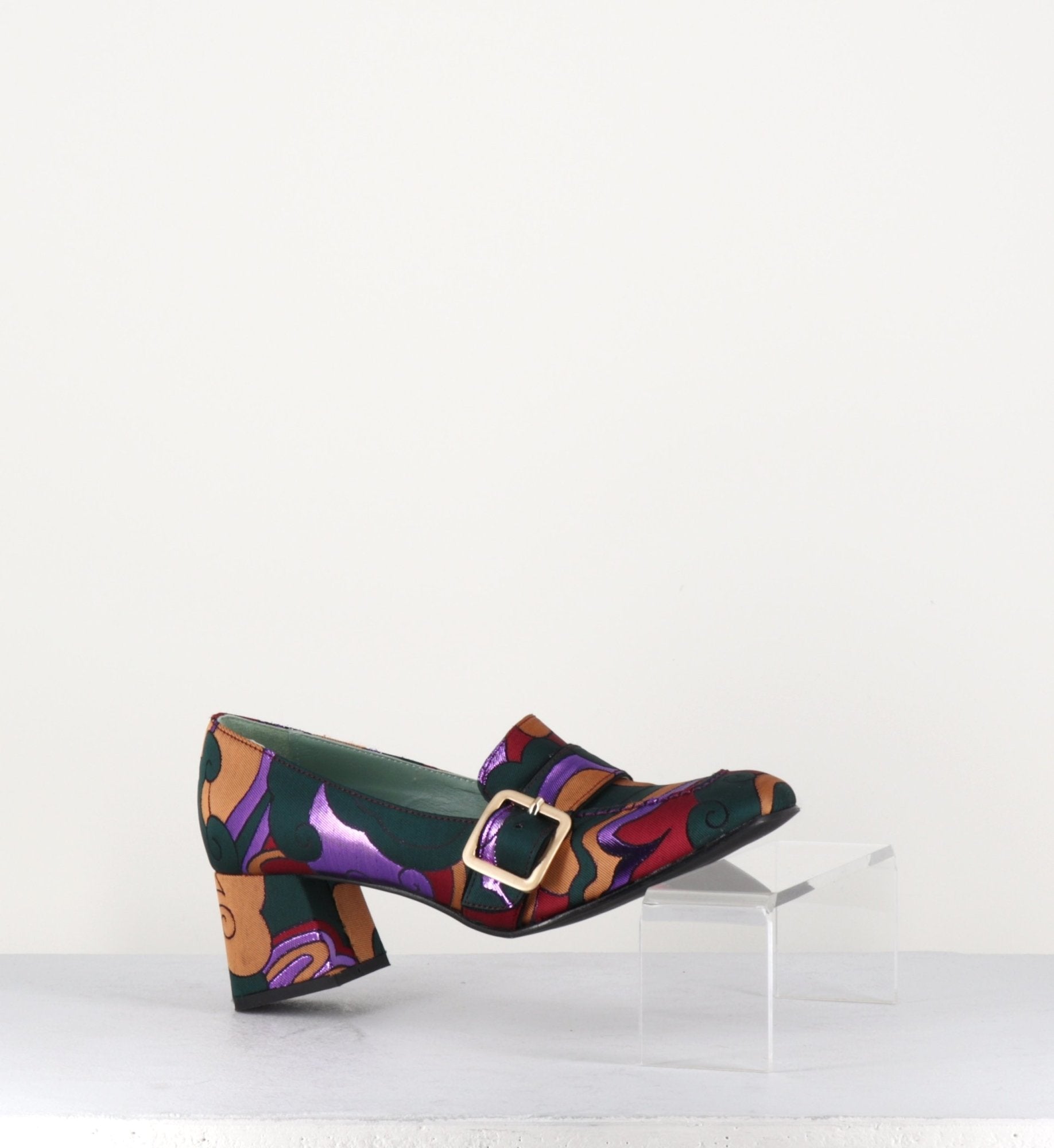 Mocassins à talons en toile multicolore D83S3 - Paola D'Arcano