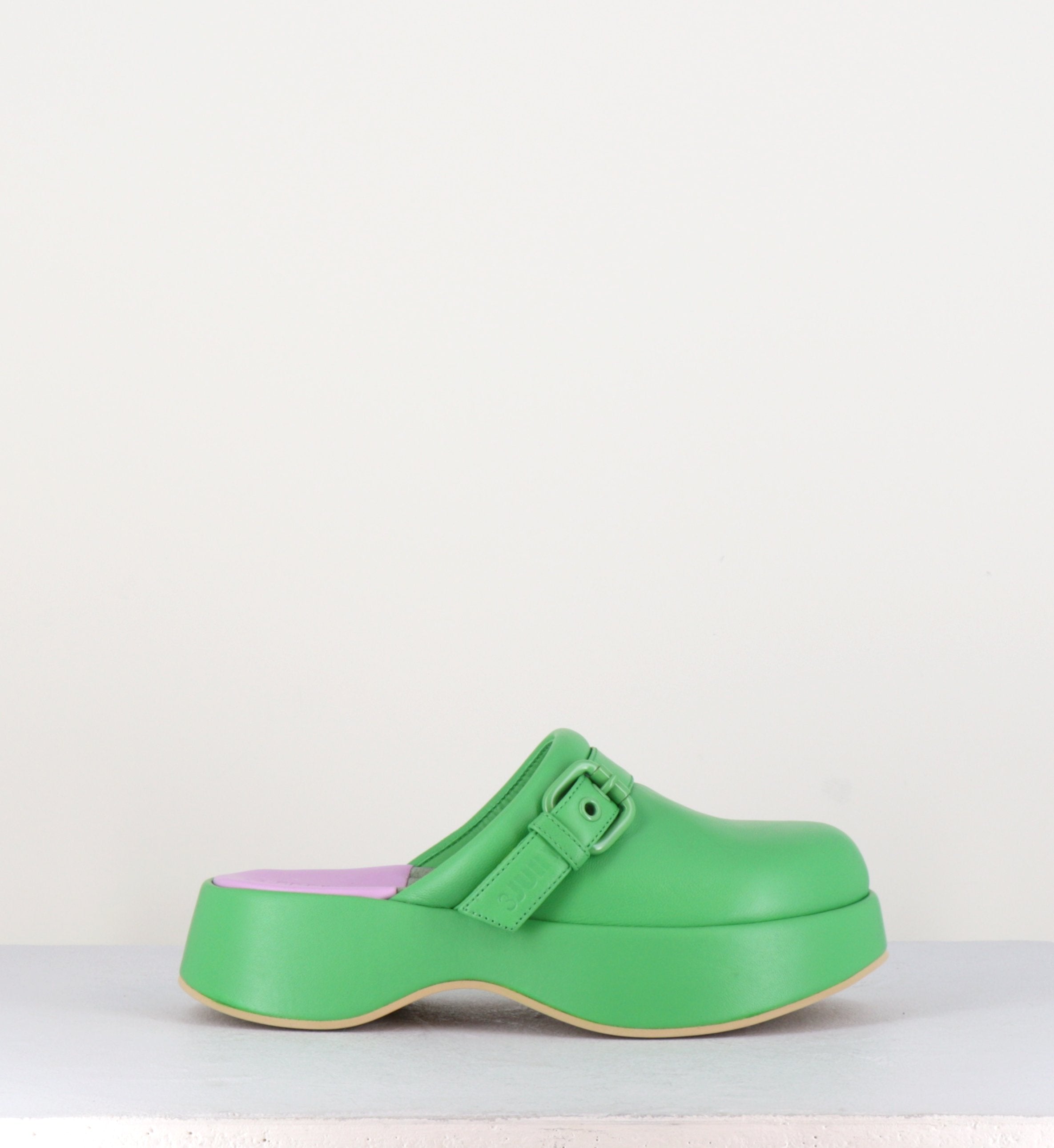 Sabot en cuir vert - LIPARI CHAT GRASS