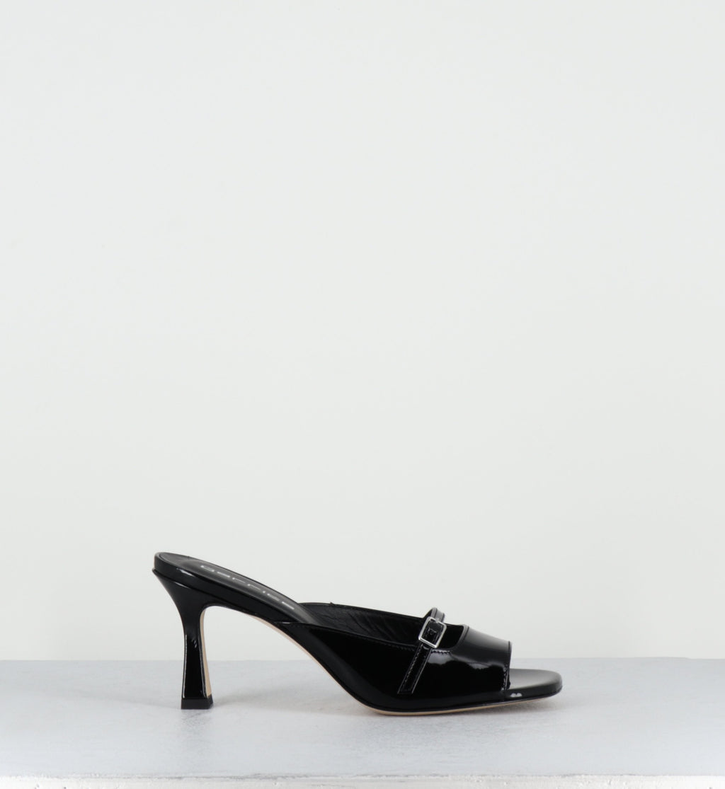 Mules à talon en cuir vernis noir - ABILE26 VERNICE NERO
