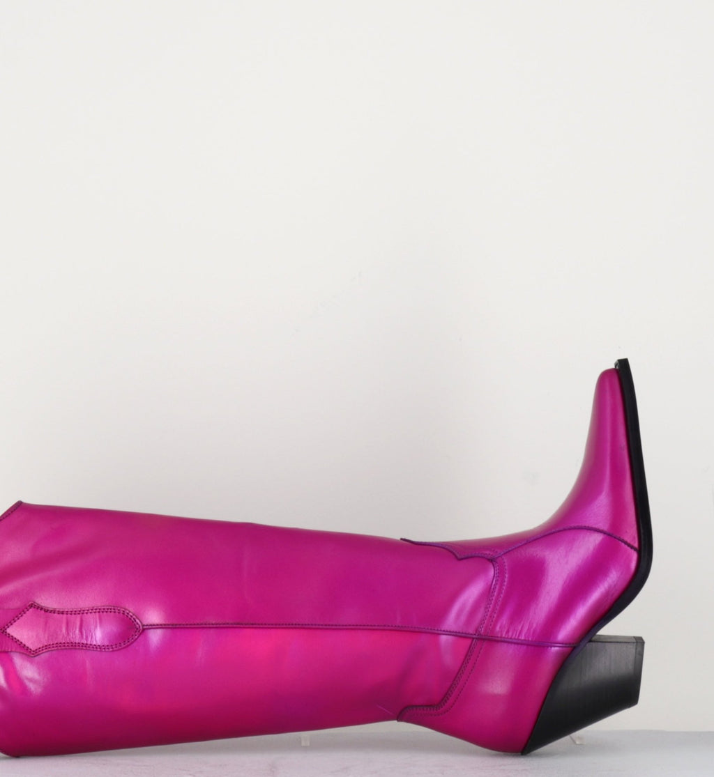 Santiags en cuir fuxia irisé - TL-12028 FUXIA