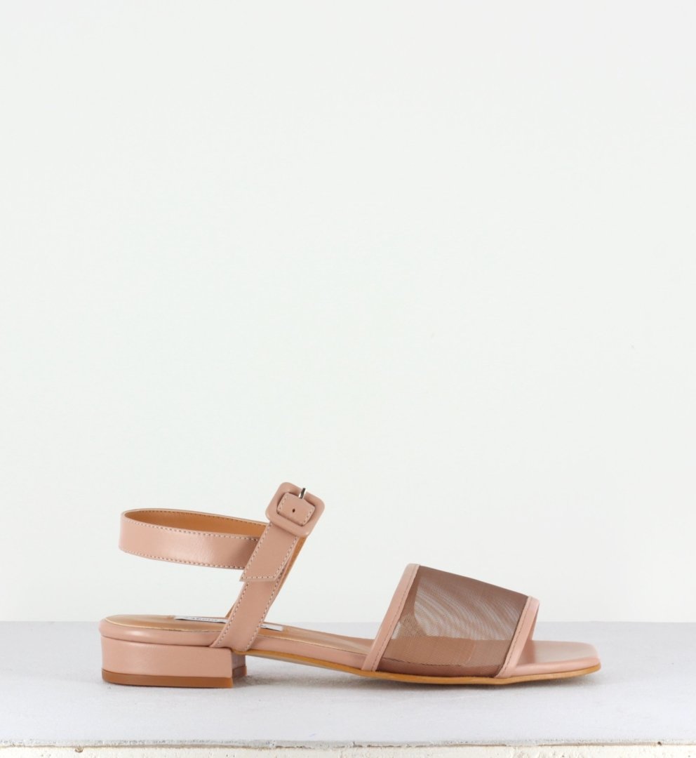 Sandales en cuir et mesh nude - Marini mesh
