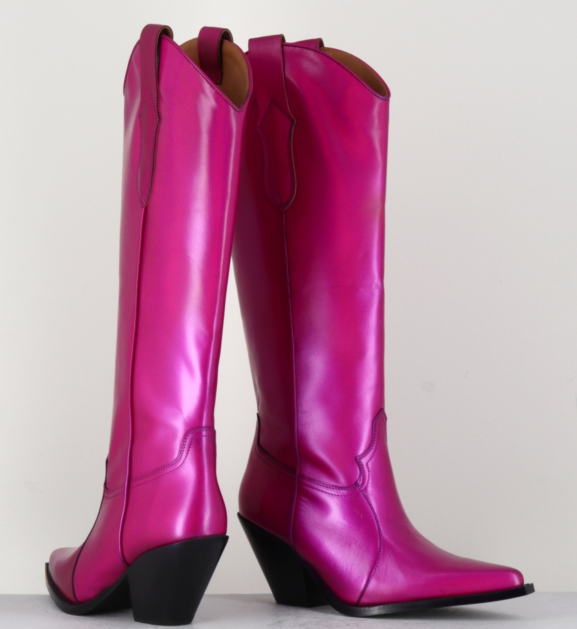 Santiags en cuir fuxia irisé - TL-12028 FUXIA