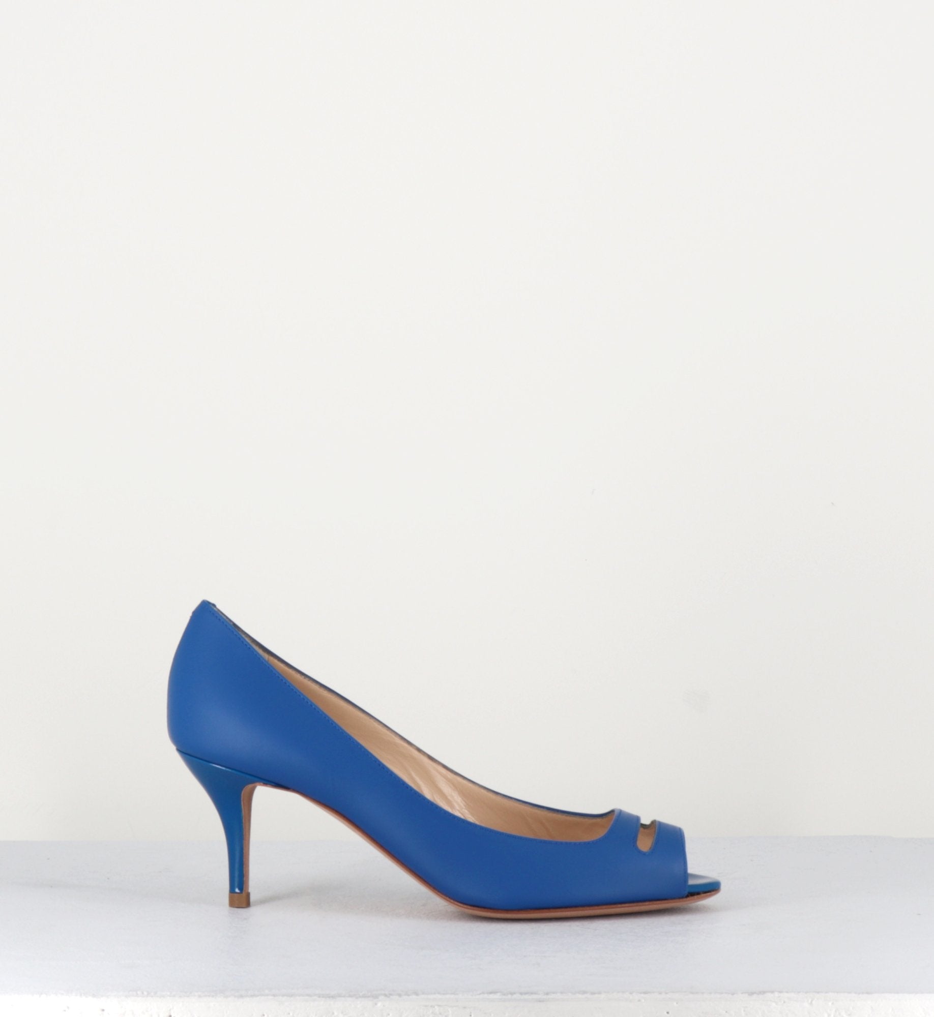 Escarpins petits talons en cuir vernis bleus - Pellico