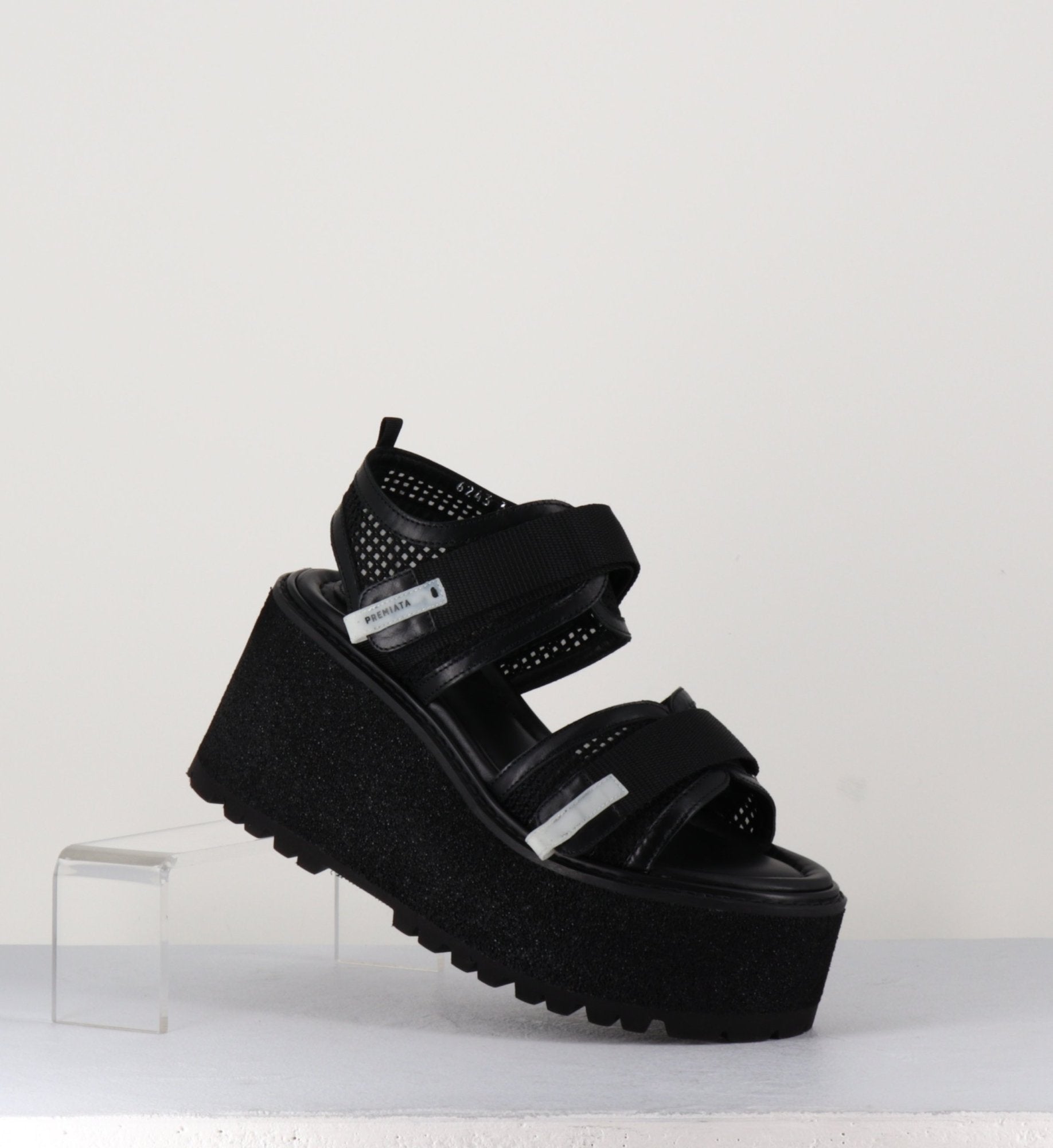 Sandales en cuir&mesh - M6243 NERO