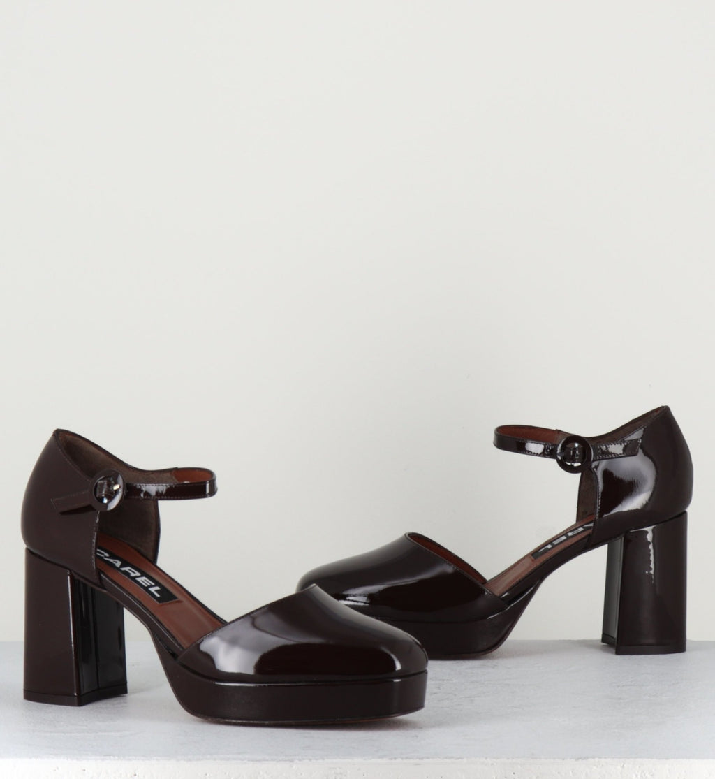 Babies en cuir vernis chocolat - CAMELIA CHOCOLAT