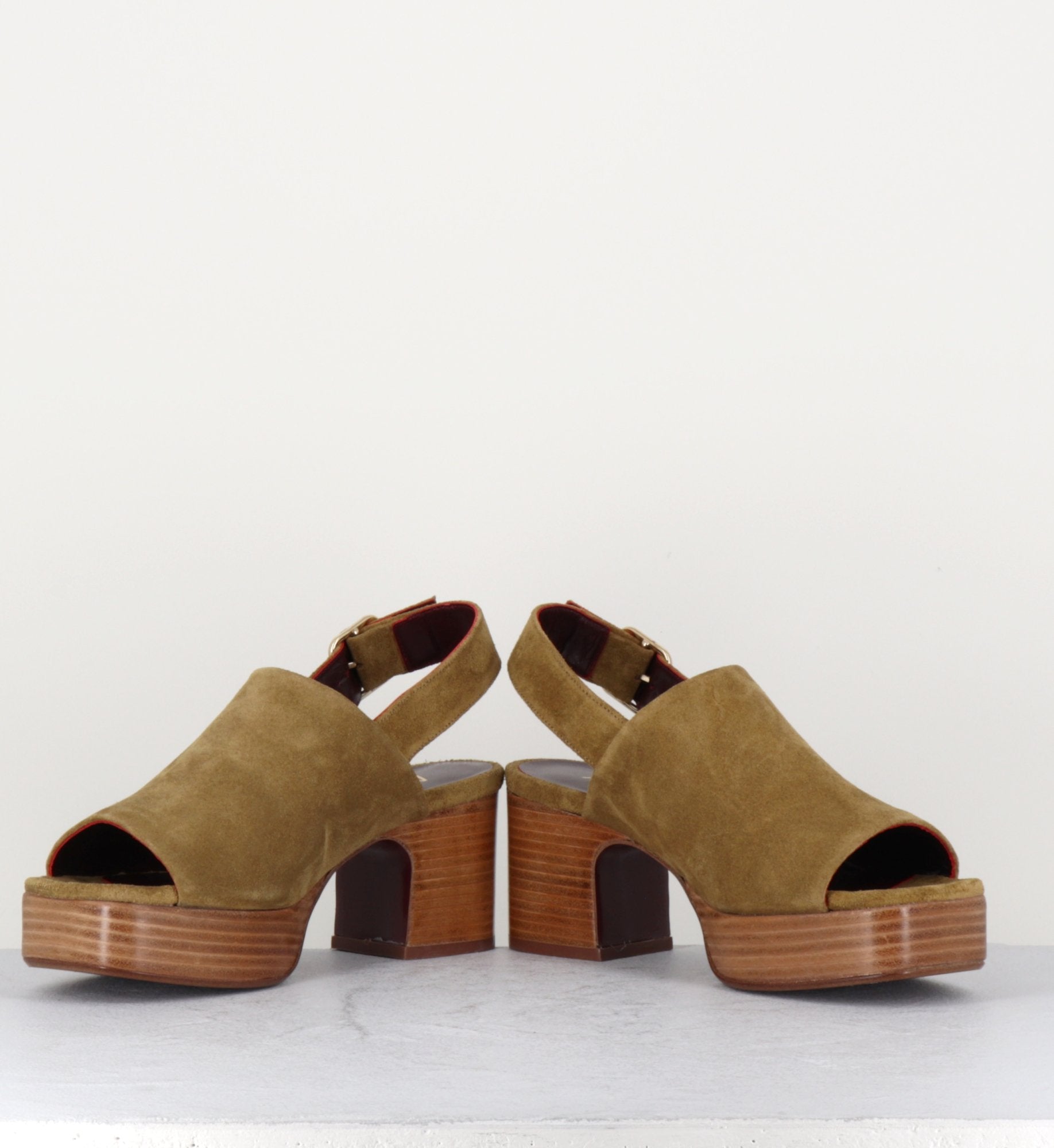 Sandales en daim camel à plateforme - MILOU C81 CHAMOIS