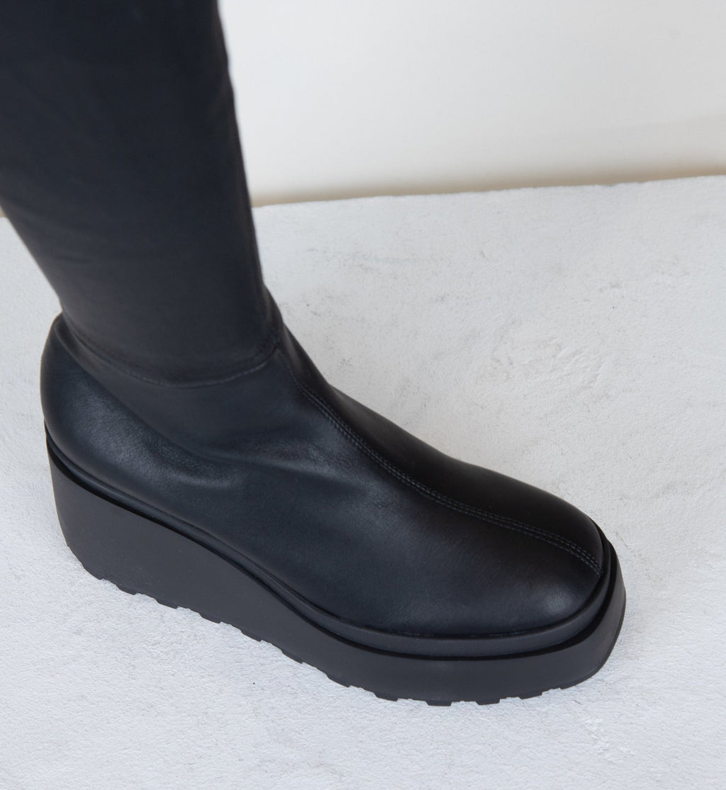 Cuissardes à plateforme en cuir stretch noir - 1Y5400 NERO