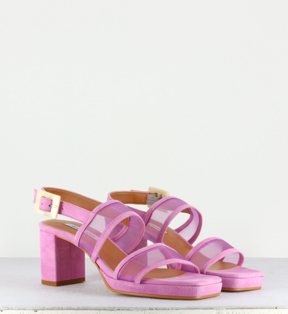Sandales en daim et mesh violet - PRUNA MESH