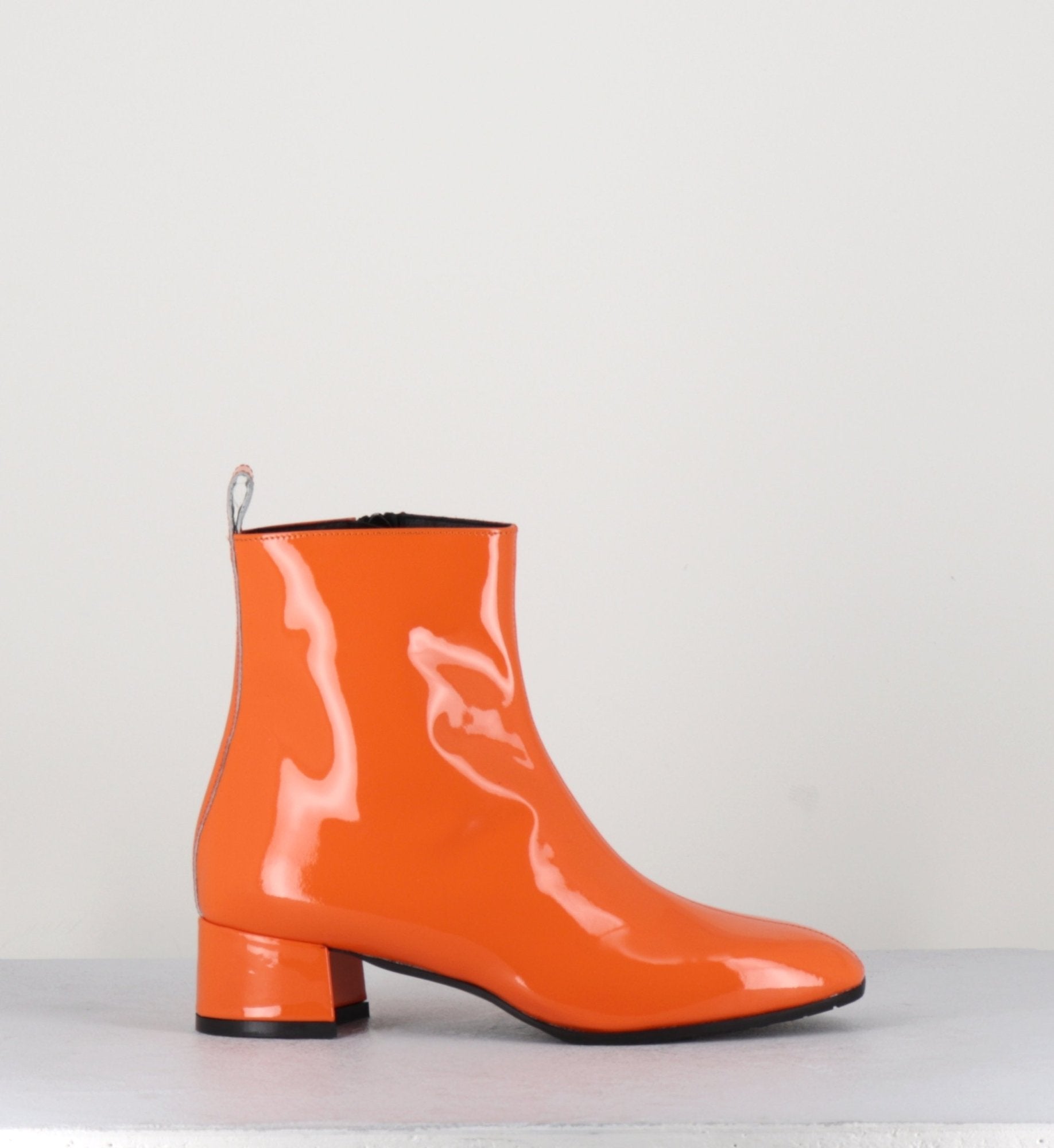 Boots 60s en cuir vernis orange - JANE VERNICE ORANGE