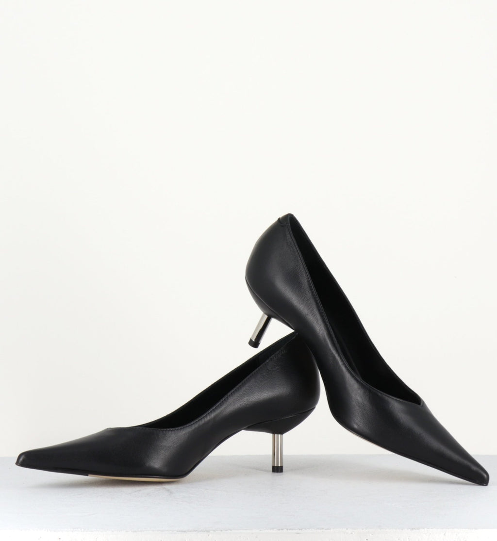 Escarpins à talons en cuir noir TES225- Garrice collection