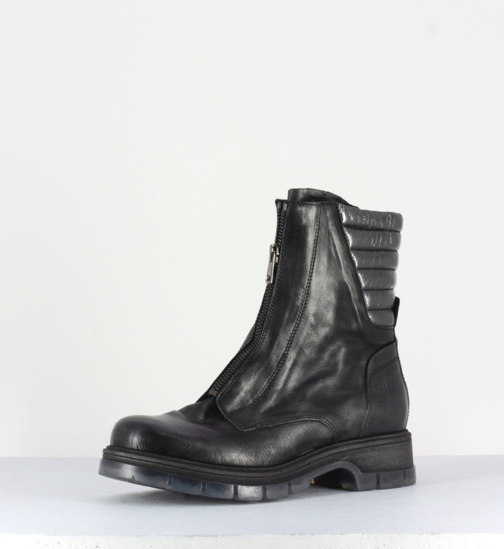 Bottines plate en cuir noir Sélection Garrice fru.it shoes - 5827