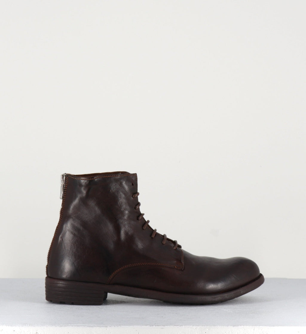 Bottines plates à lacets en cuir marron Officine Creative - MARS007