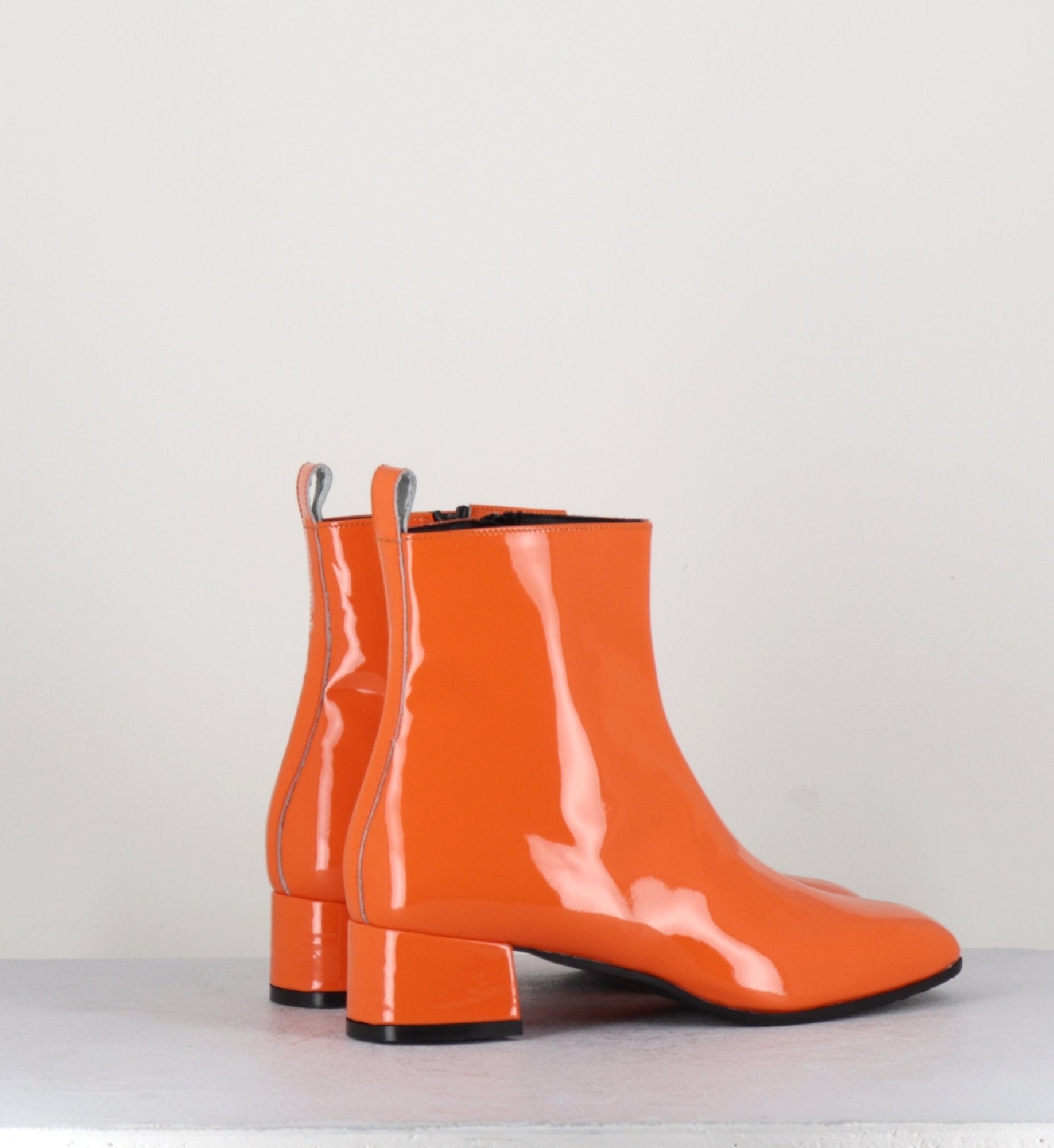 Boots 60s en cuir vernis orange - JANE VERNICE ORANGE
