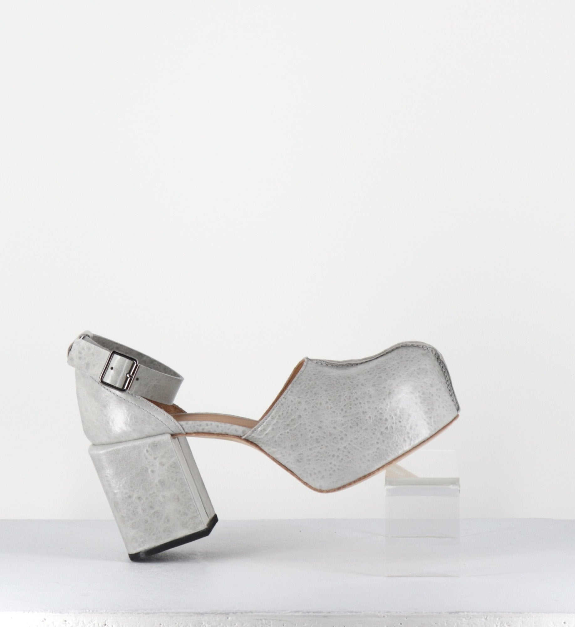 Babies à plateforme en cuir gaufré gris - 1GS445 NAPLAK LIGHT GREY