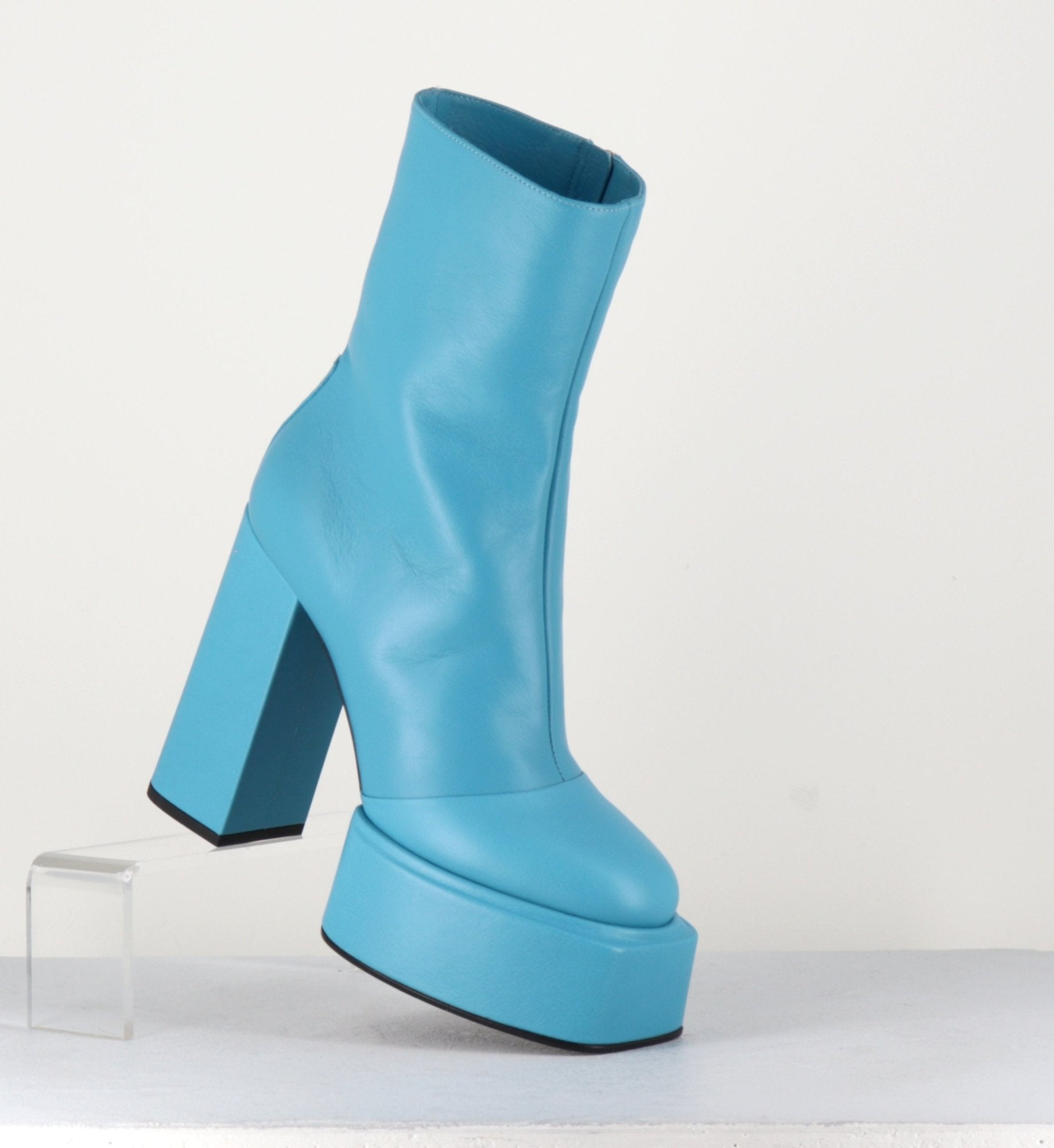 Boots en cuir souple bleu turquoise - IARA MOK ASH