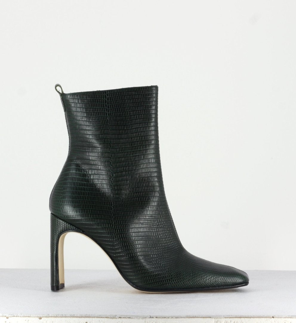 MARCELLE BOTTLE GREEN LEATHER BOOTS - MIISTA