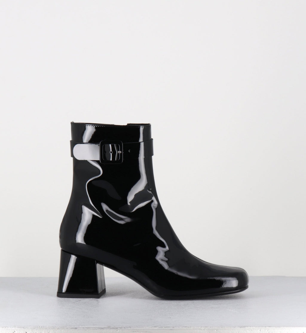 Boots 60s en cuir vernis noir - XERT VERNICE BLACK