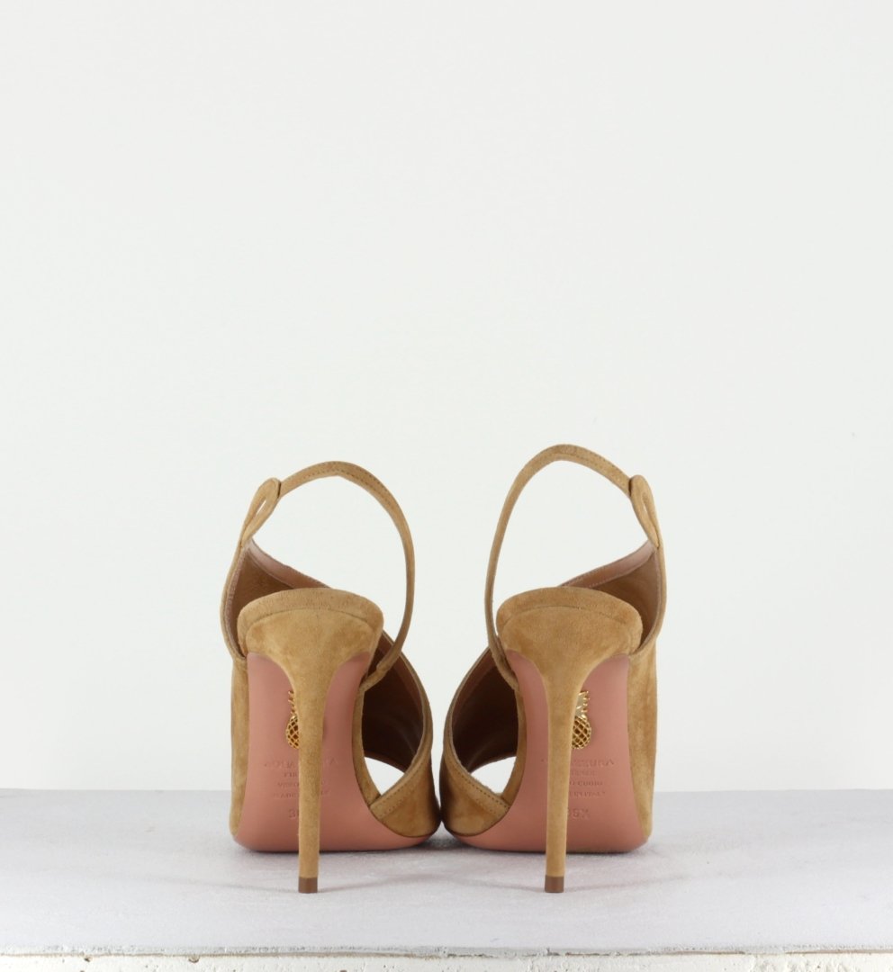 AQUAZZURA  VERY SERPENTINE SANDAL - Sandales camel à talons hauts