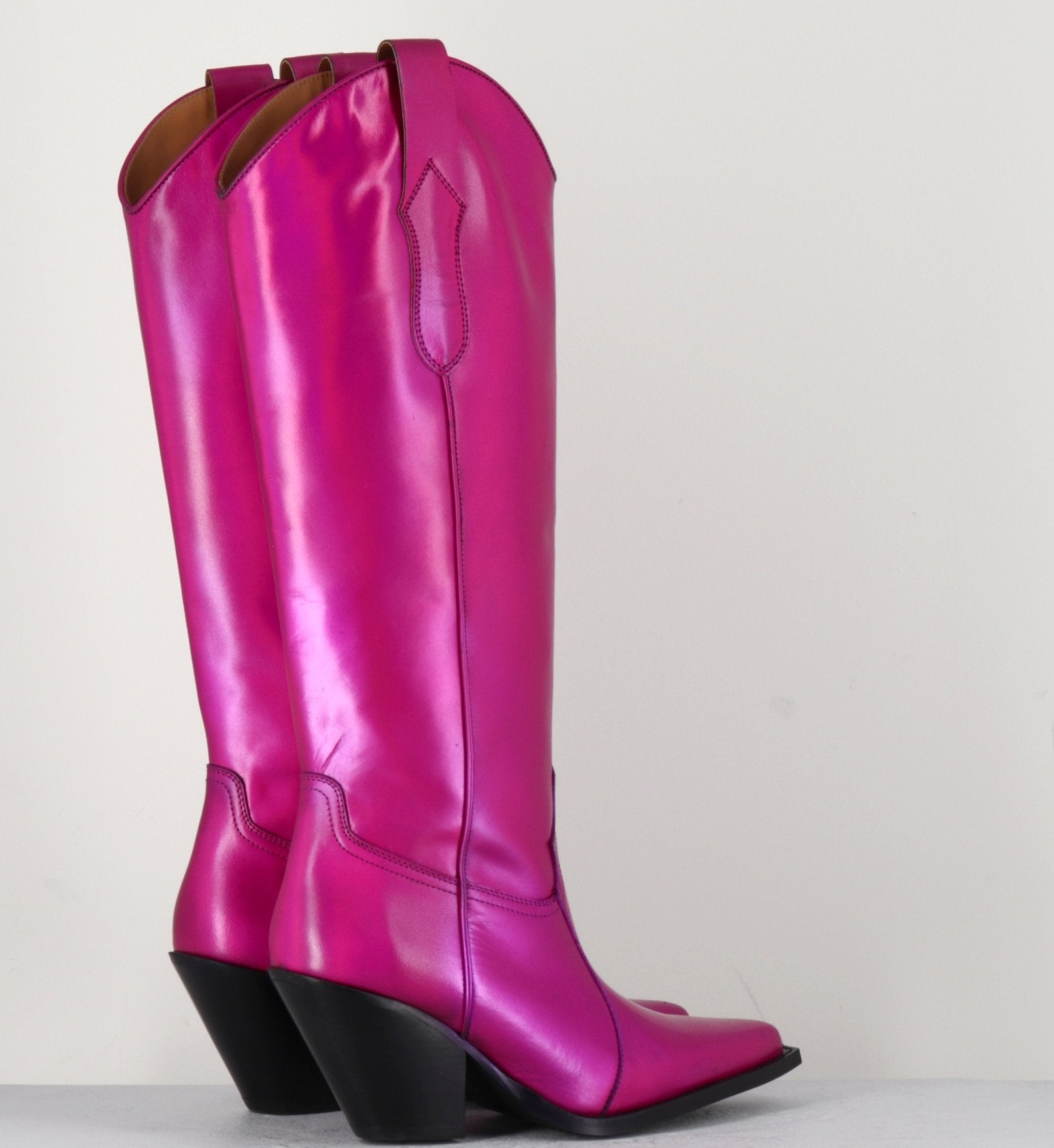 Santiags en cuir fuxia irisé - TL-12028 FUXIA