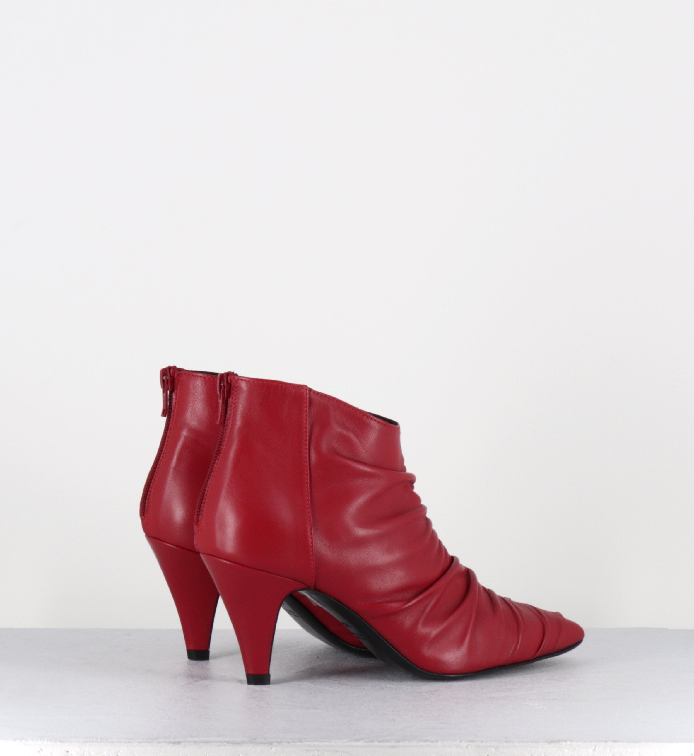 Bottines à talon en cuir rouge EF616R- Garrice Collection