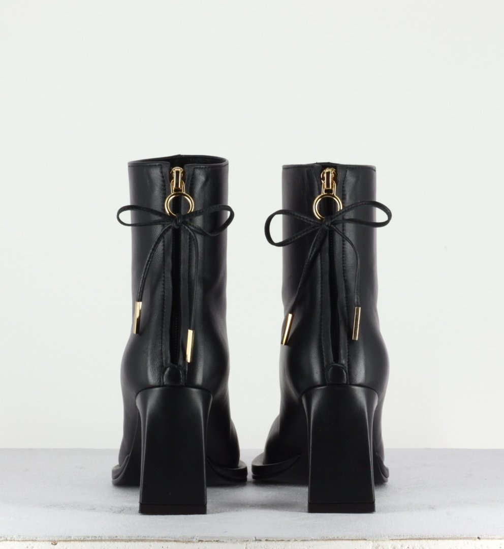 REIKE NEN - RIBBON SQUARE THIN BOOTS BLACK