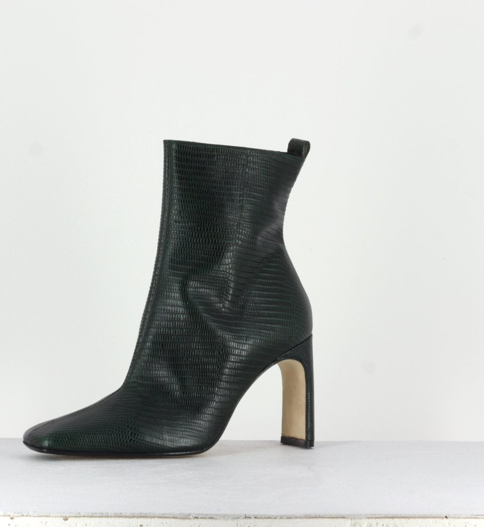 MARCELLE BOTTLE GREEN LEATHER BOOTS - MIISTA