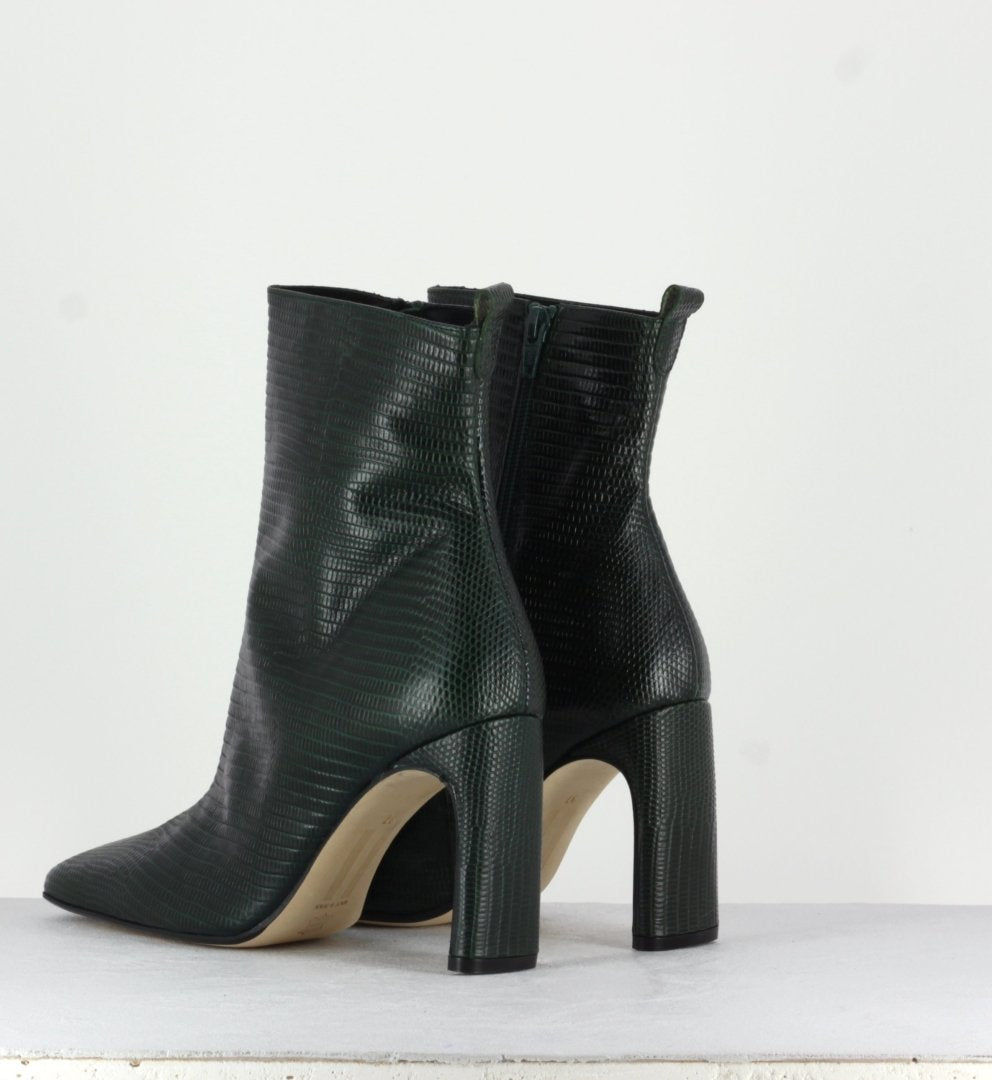 MARCELLE BOTTLE GREEN LEATHER BOOTS - MIISTA