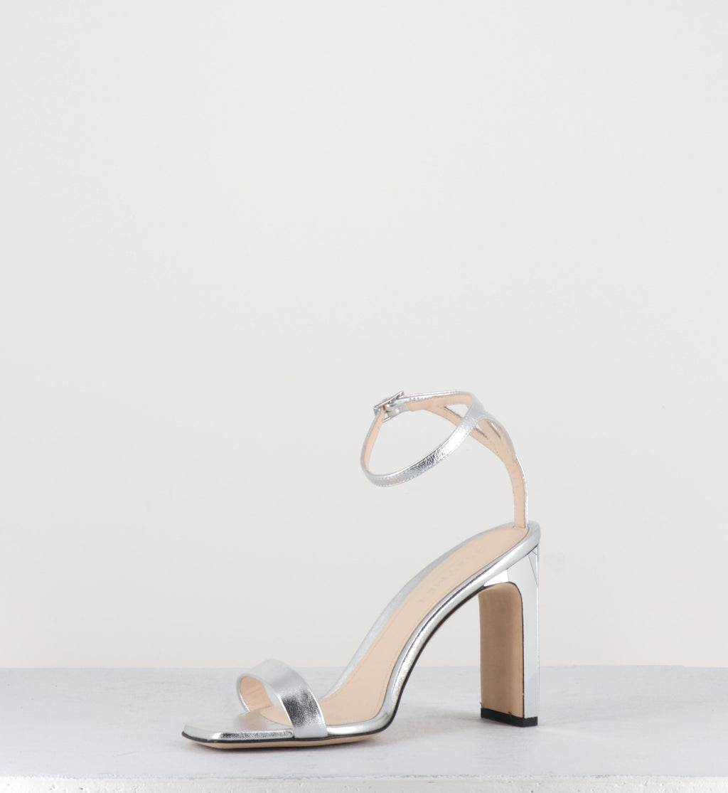 Sandales à talon en cuir argenté Greymer - 700.090 MIRROR