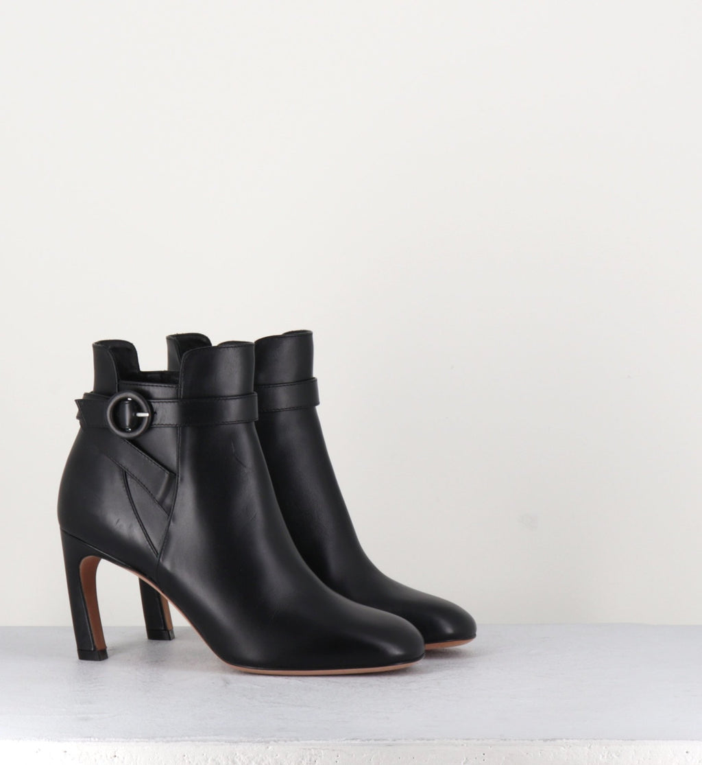 Bottine en cuir noir à talon Pellico - 7311