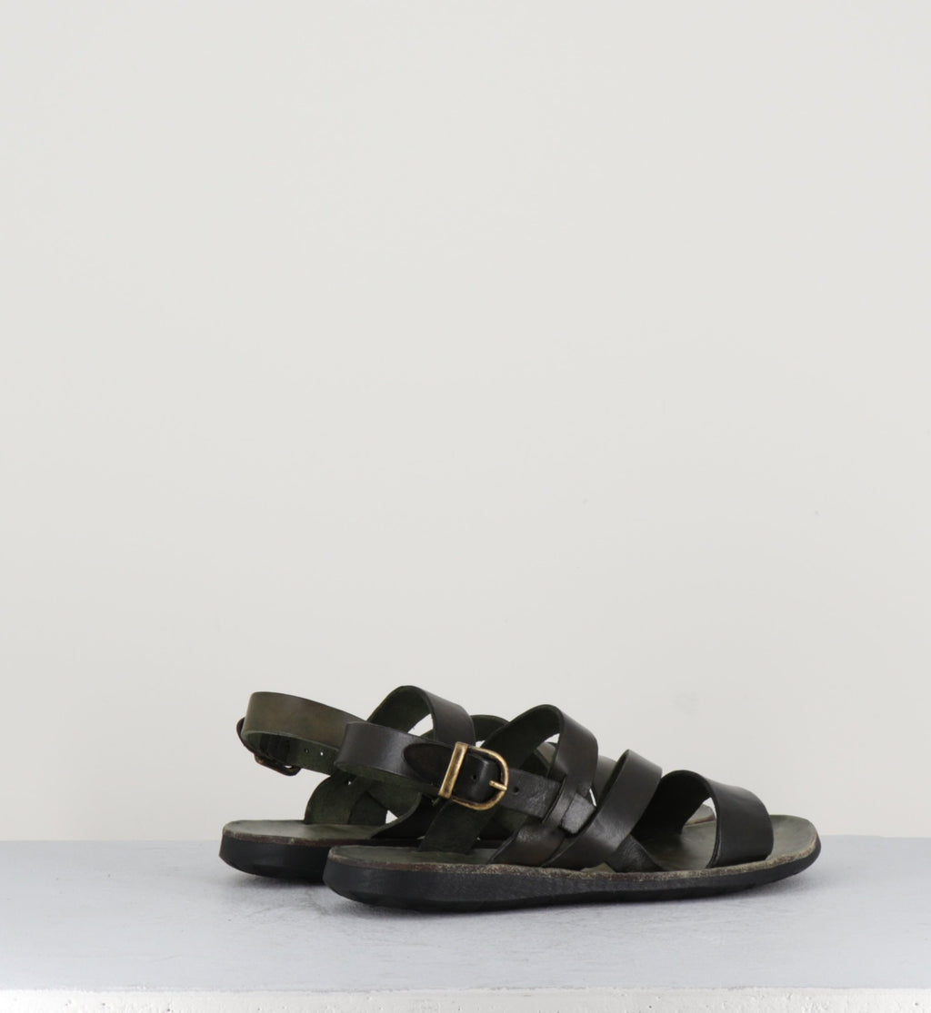 Sandales en cuir vert khaki - 34556 OLIVA