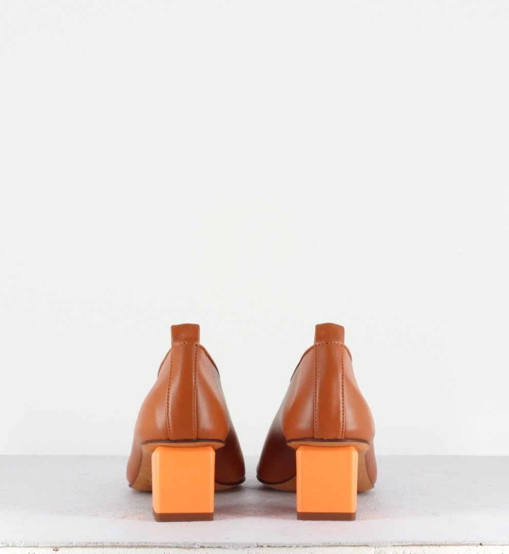 Escarpins en cuir cognac à petit talon - Mildred Classic caramel