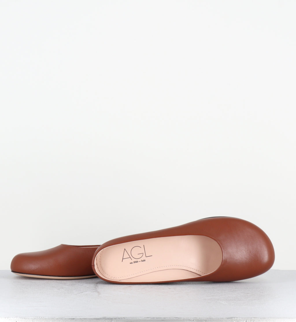 Mules en cuir camel bout rond - MULE SOFTY SYRUP