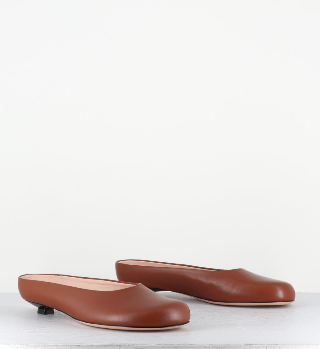 Mules en cuir camel bout rond - MULE SOFTY SYRUP
