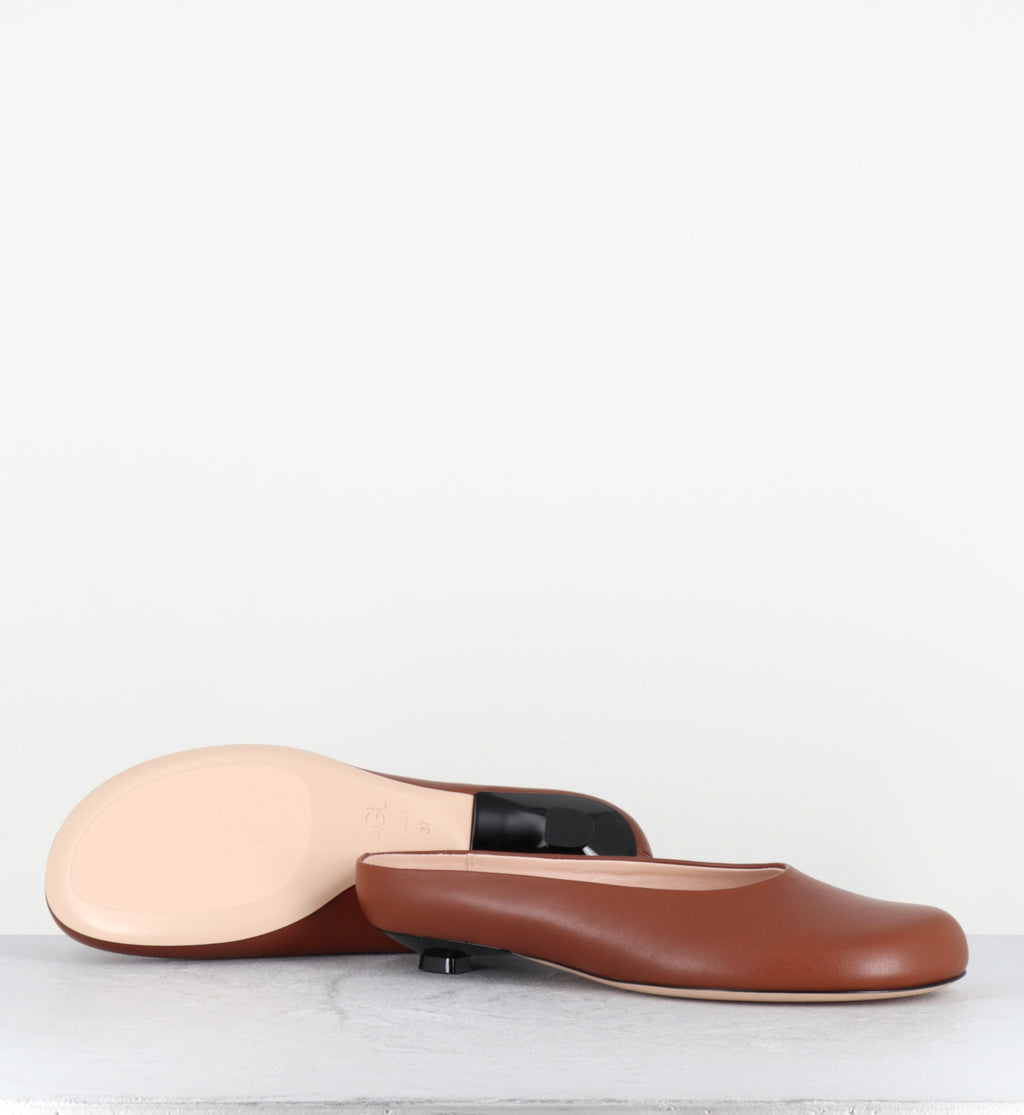 Mules en cuir camel bout rond - MULE SOFTY SYRUP