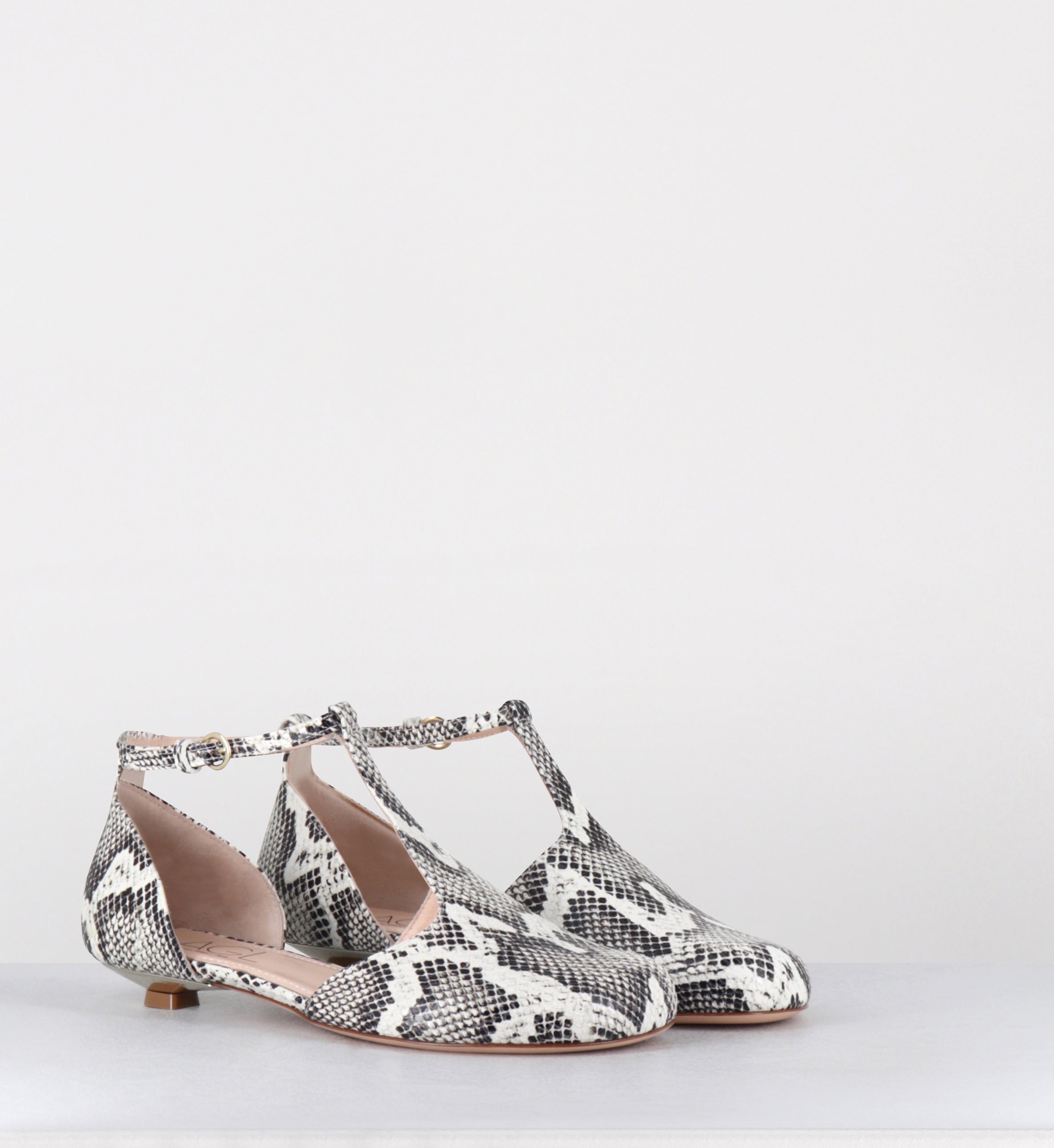 Ballerines à bride en cuir serpent petit talon - BALLET MIBIA FOG