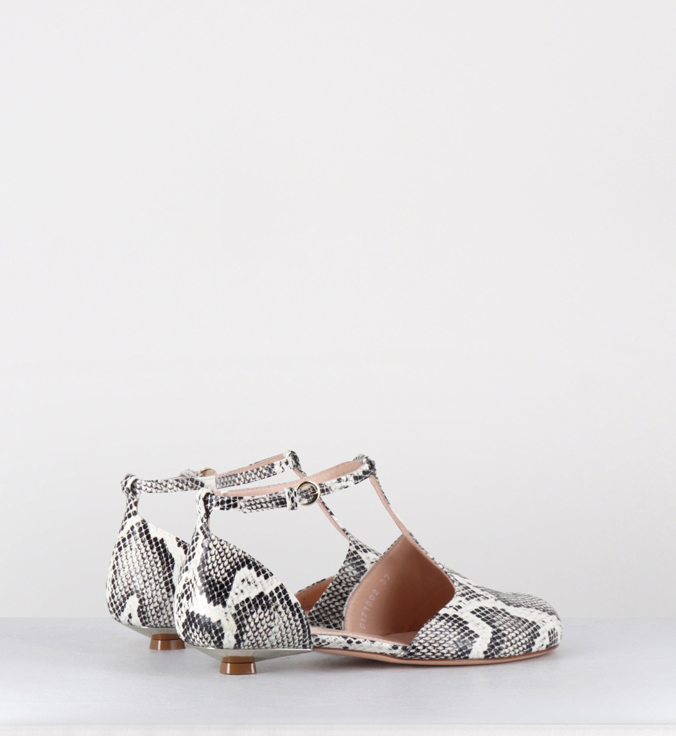 Ballerines à bride en cuir serpent petit talon - BALLET MIBIA FOG