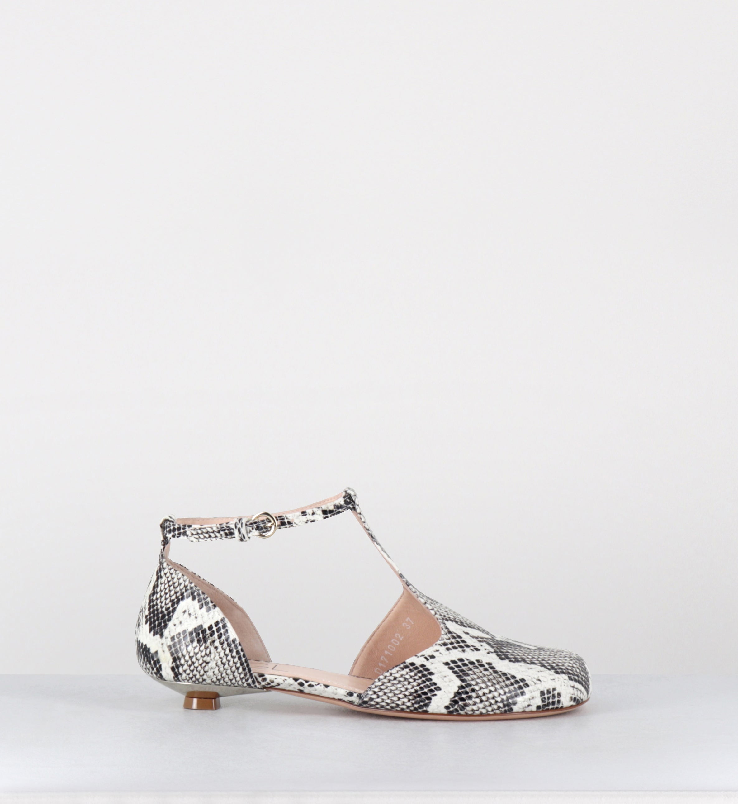 Ballerines à bride en cuir serpent petit talon - BALLET MIBIA FOG