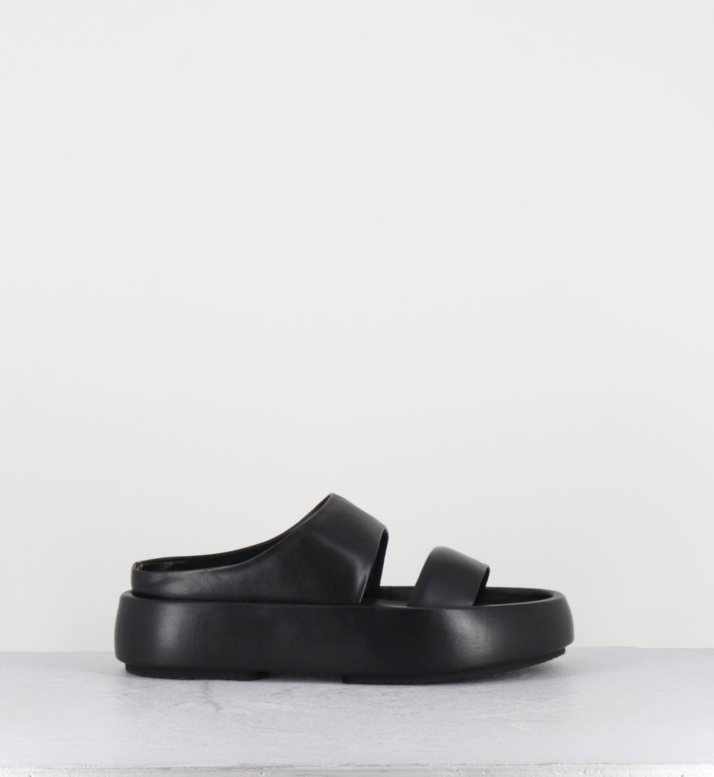 Mules compensées en cuir noir - BULLE SLIDE NERO