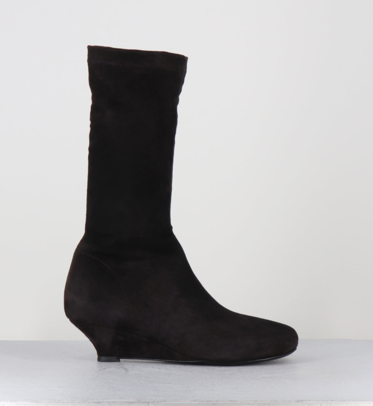 Boots compensées daim marron stretch - DEMI STRETCH MOKA