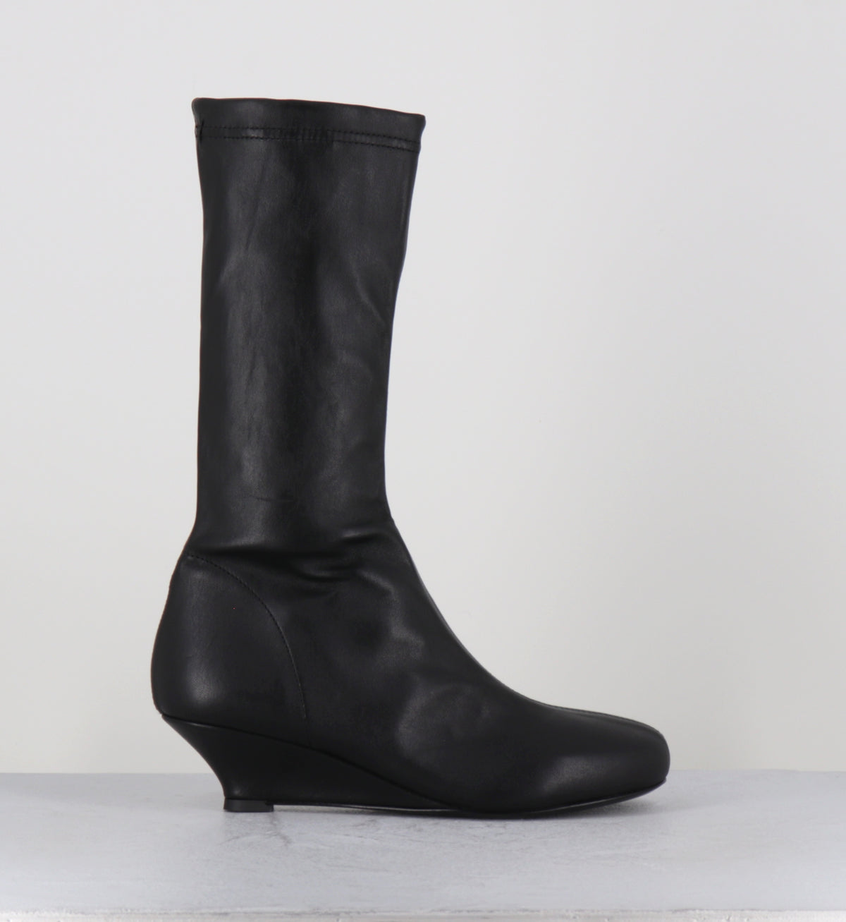 Boots compensées cuir stretch noir - STRETCH NERO