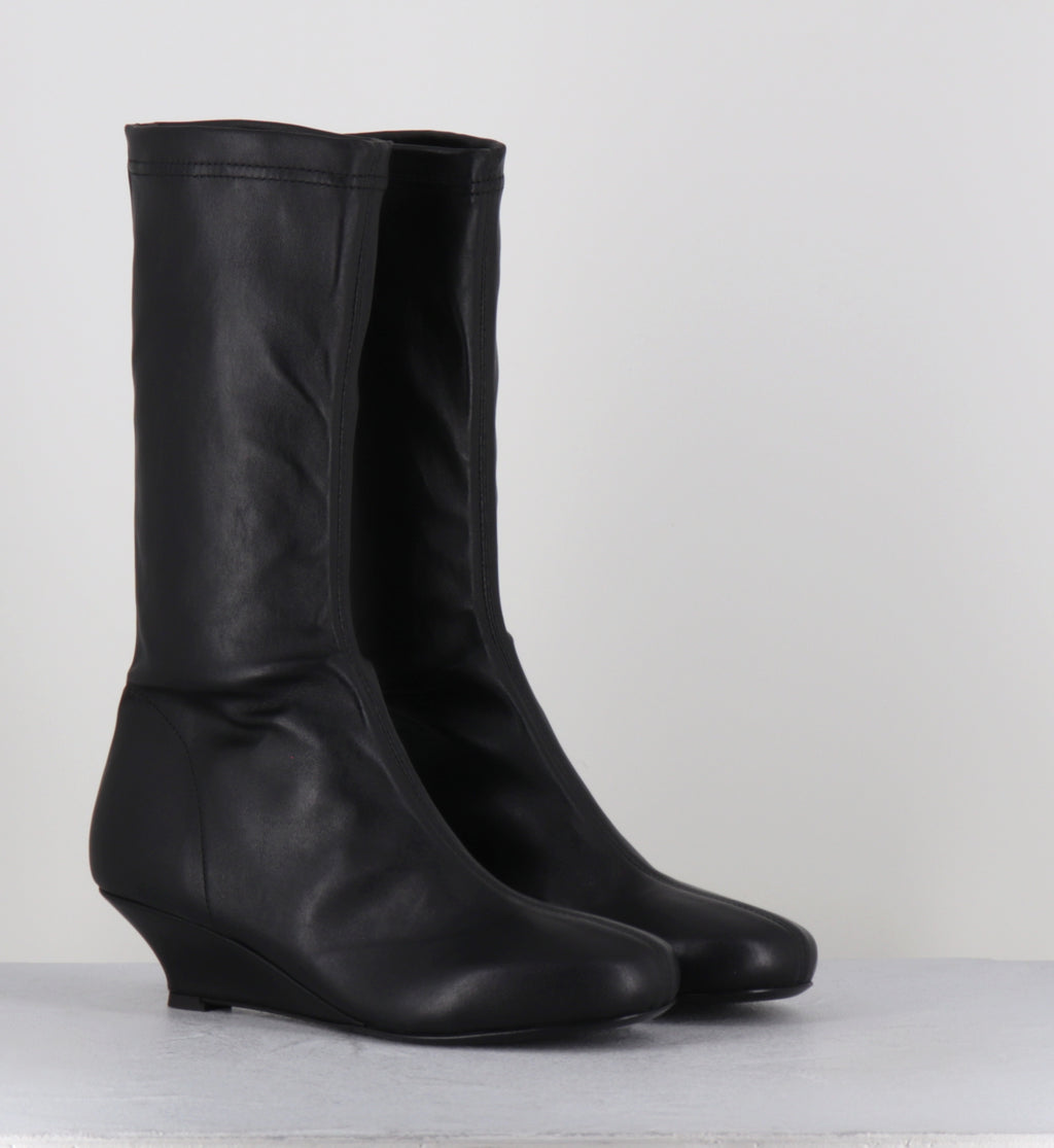 Boots compensées cuir stretch noir - STRETCH NERO