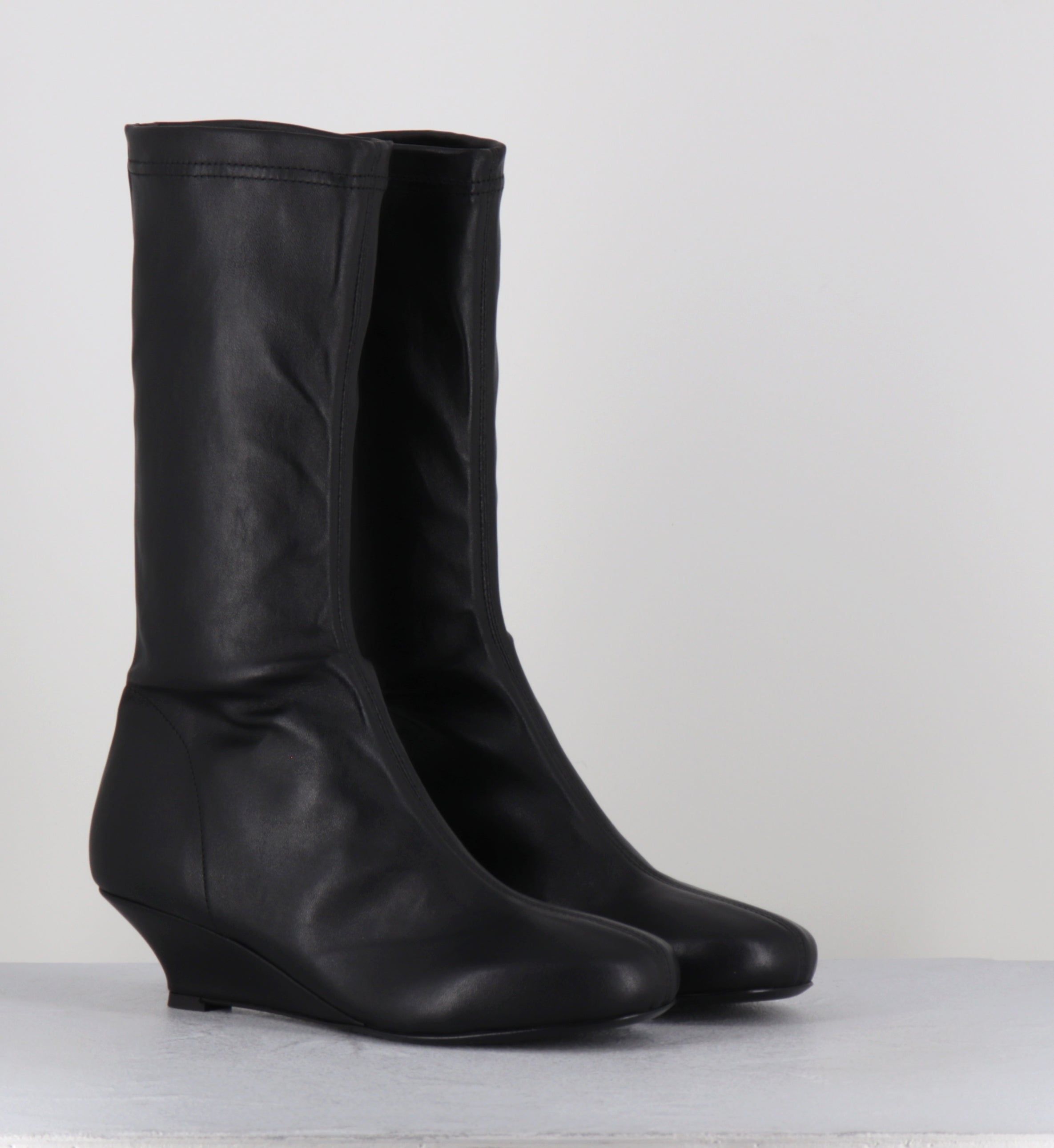 Boots compensées cuir stretch noir - STRETCH NERO