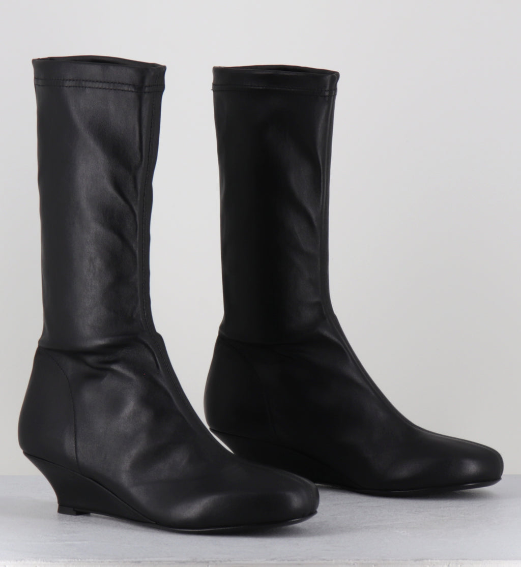 Boots compensées cuir stretch noir - STRETCH NERO