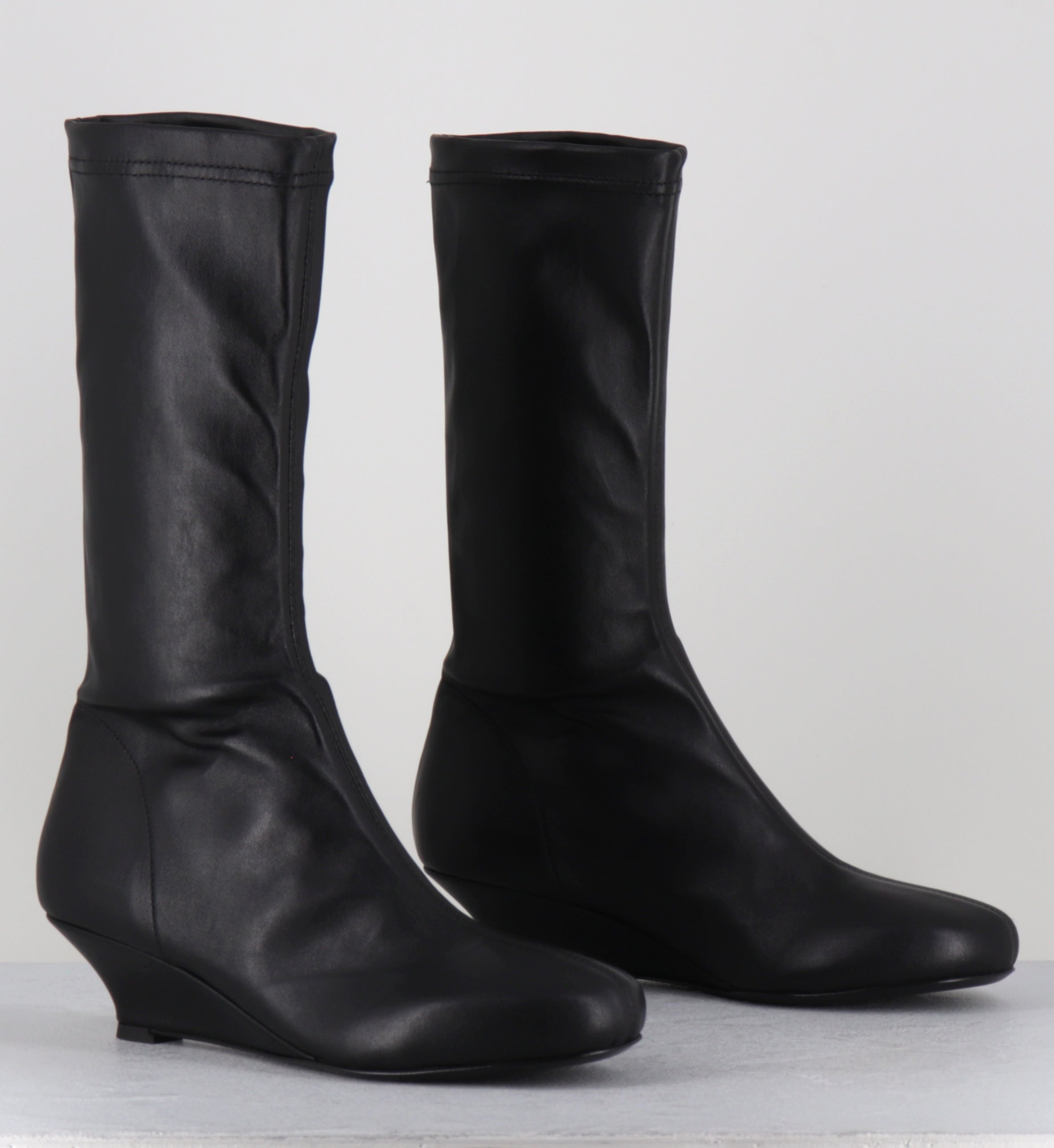 Boots compensées cuir stretch noir - STRETCH NERO