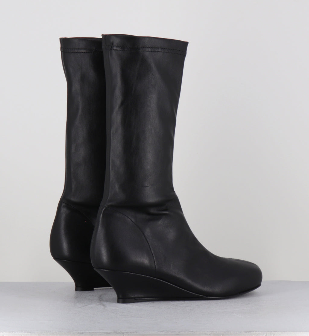 Boots compensées cuir stretch noir - STRETCH NERO