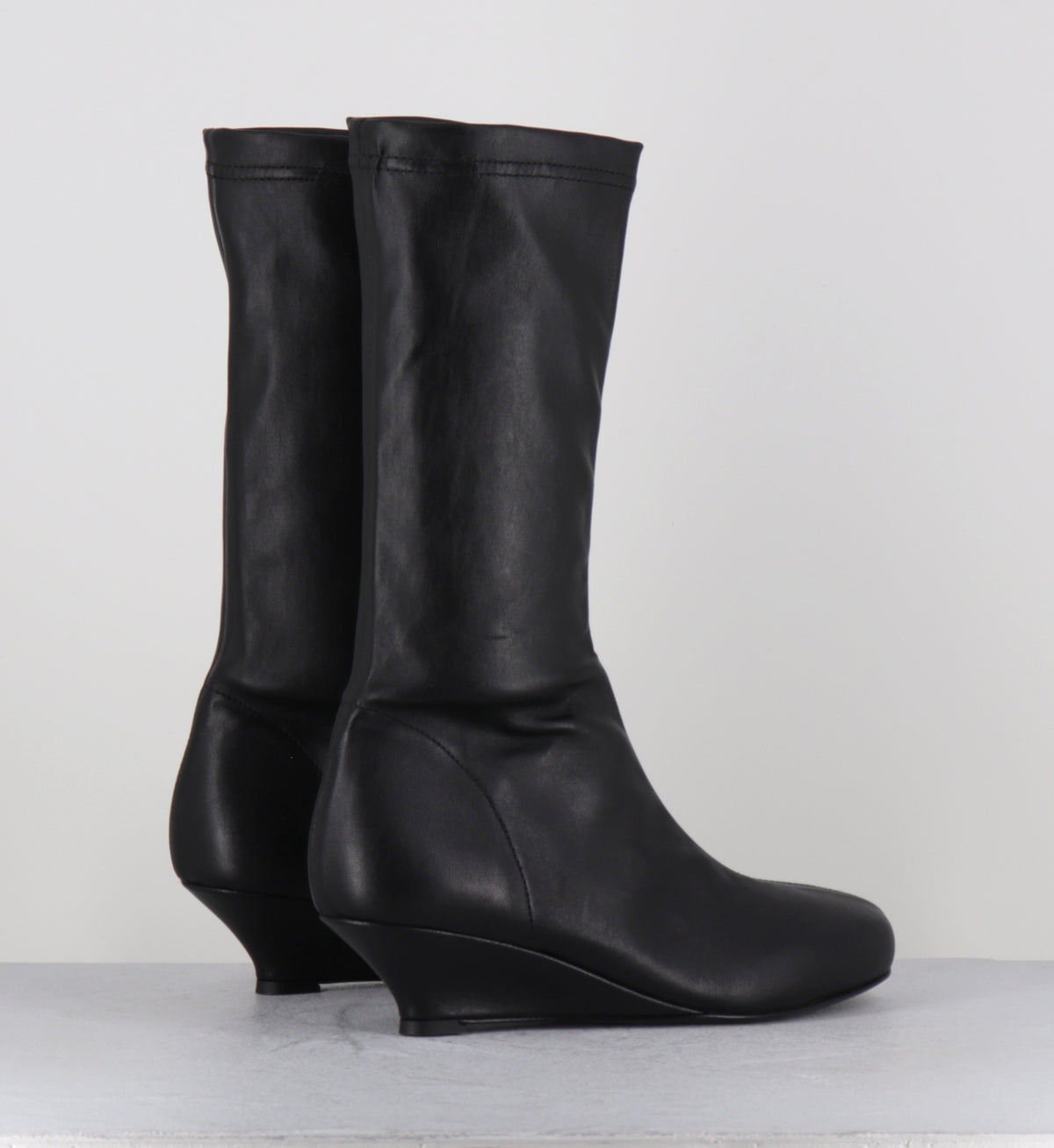 Boots compensées cuir stretch noir - STRETCH NERO