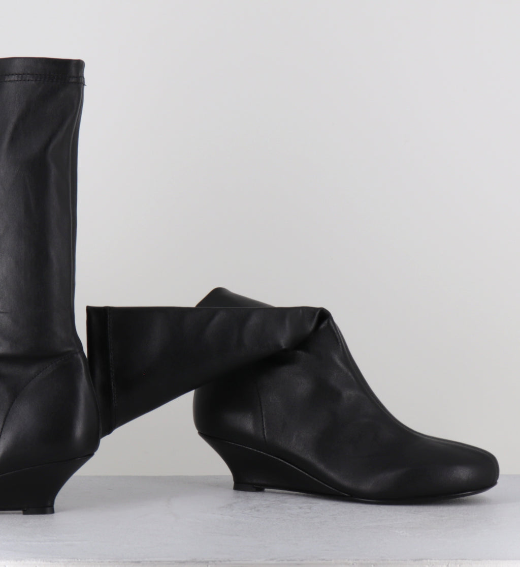 Boots compensées cuir stretch noir - STRETCH NERO