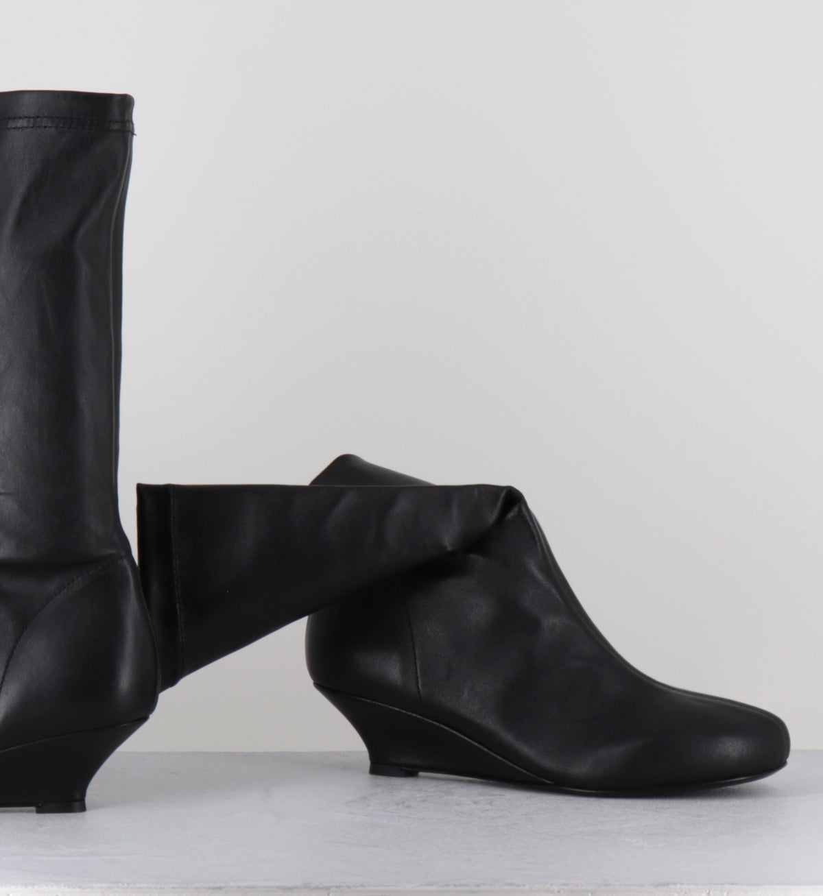 Boots compensées cuir stretch noir - STRETCH NERO