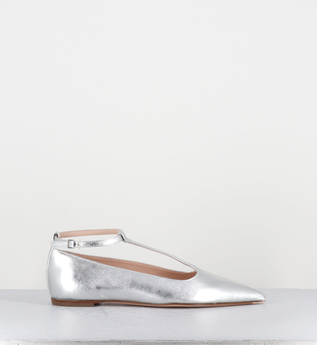 Balles pointues en cuir argent BALLET FOILE SILVER